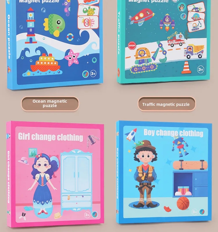 let's play a game baby kids Vintage Wooden Magnetic ideal baby & kids Puzzle Set for Kids 3-6 - Polished, Waterproof, Antique Charm Dress-Up Gift Box baby blue air force 1 kids