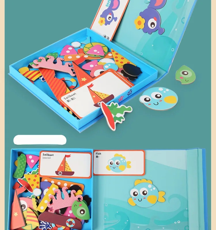 mockingbird baby & kids Vintage Wooden Magnetic Puzzle Set for Kids 3-6 - Polished, Waterproof, Antique Charm the movie baby kids Dress-Up Gift Box kindi kids baby
