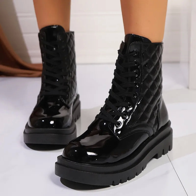 next women's shoes Bohemian Chic Plaid Lace-Up Booties: Modern British Style for Women Sleek & Gift-Ready Winter women's shoes kmart Fashion 2024 women's shoes 2024