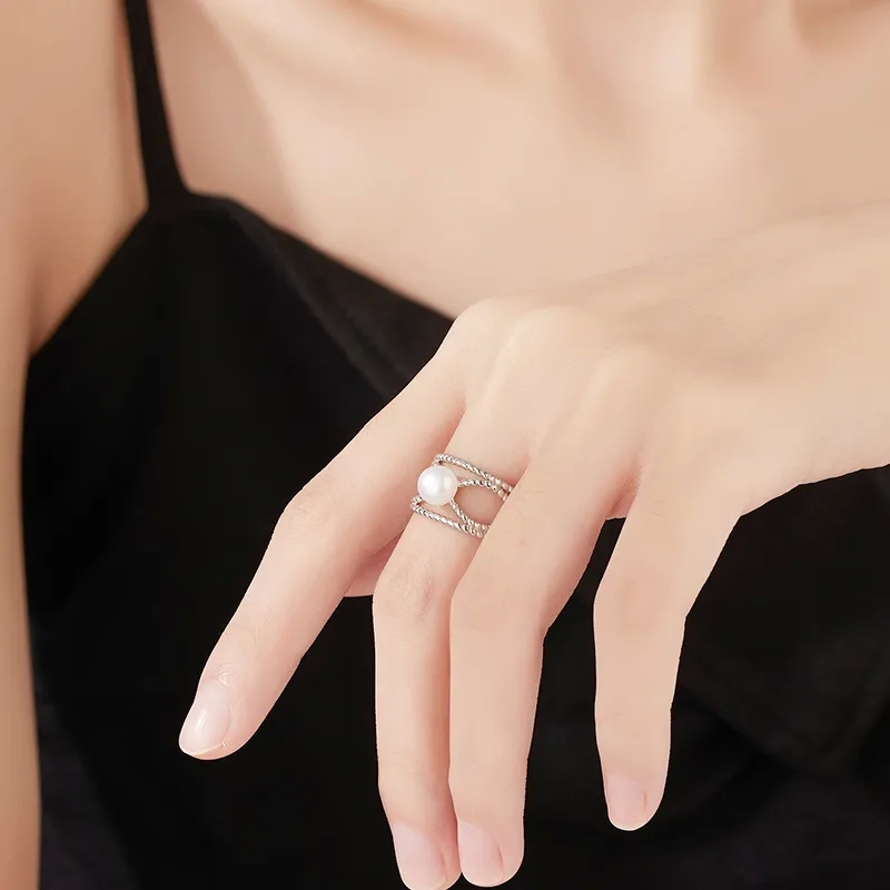 high quality jewelry reddit Romantic Vintage Boho high quality larimar jewelry Sparkle Geometric Open Rings in White Gold Plated 925 Sterling Silver with Pearls sell high end jewelry
