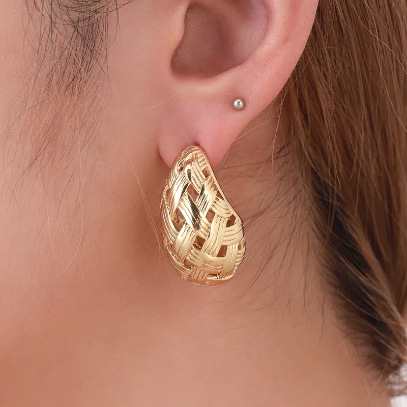 fine jewelry coa Minimalist Artsy High-Fashion Stainless Steel Hollow Water Droplet Ear Studs - Authentic hermans fine jewelry and Multifunctional nordstrom fine jewelry