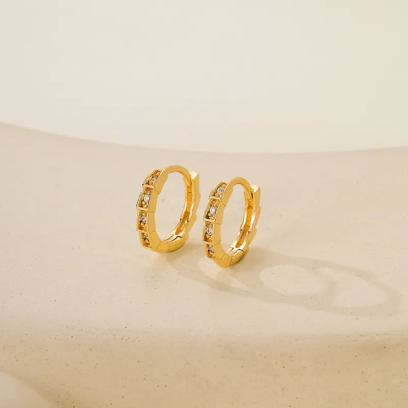 fine jewelry gold earrings Unique Spiral Stripe fine jewelry resale near me Zircon Copper Earrings - 14K/18K/White Gold Plated, Personalized Gift-Ready Elegance elite fine jewelry