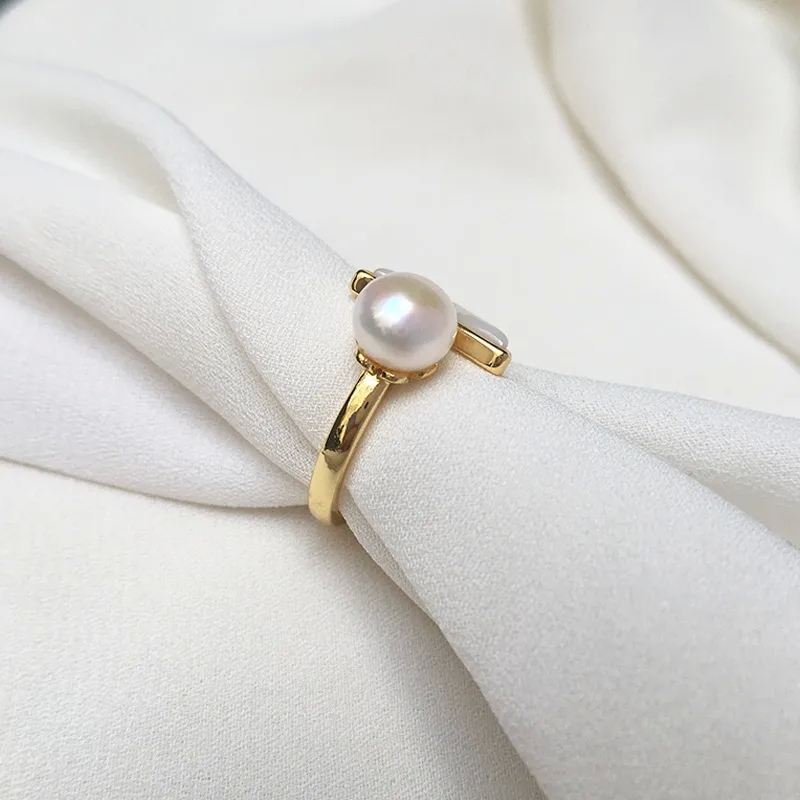 high end sea glass jewelry Glamorous Upcycled Hypoallergenic Feminine Copper Pearl Fish Tail Open wholesale high end jewelry Rings resale high end jewelry