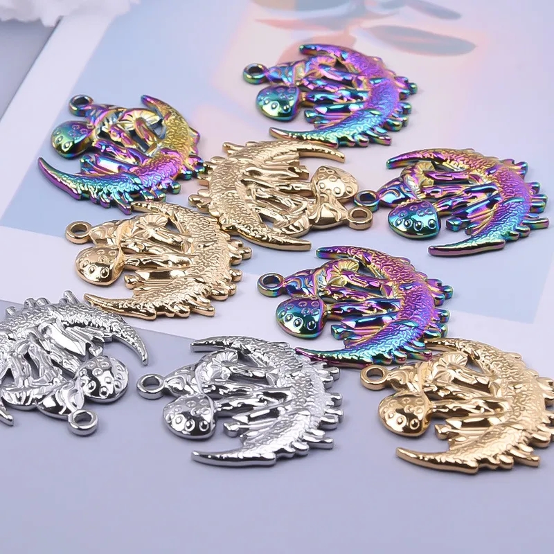 high quality beads for jewelry making Limited Edition 18K Gold-Plated Moon Mushroom 18k gold for jewelry making Pendant - Ethically Sourced Sleek Festival Fashion Jewelry 304 stainless steel for jewelry making