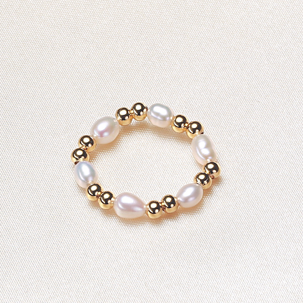 high quality jewelry making supplies Unisex high end jewelry displays Adjustable Copper Rings with Freshwater Pearls - Unique Simple Elegance high end jade jewelry