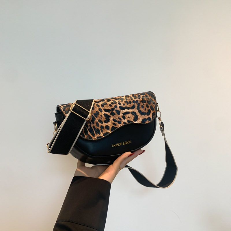 8b+ chalk bags Elegant Women's Vintage Leopard Semi-Circle Saddle bags 14x18x8 Bag - Custom Glossy PU Leather, Non-Toxic, Discounted Price bags clairo chords
