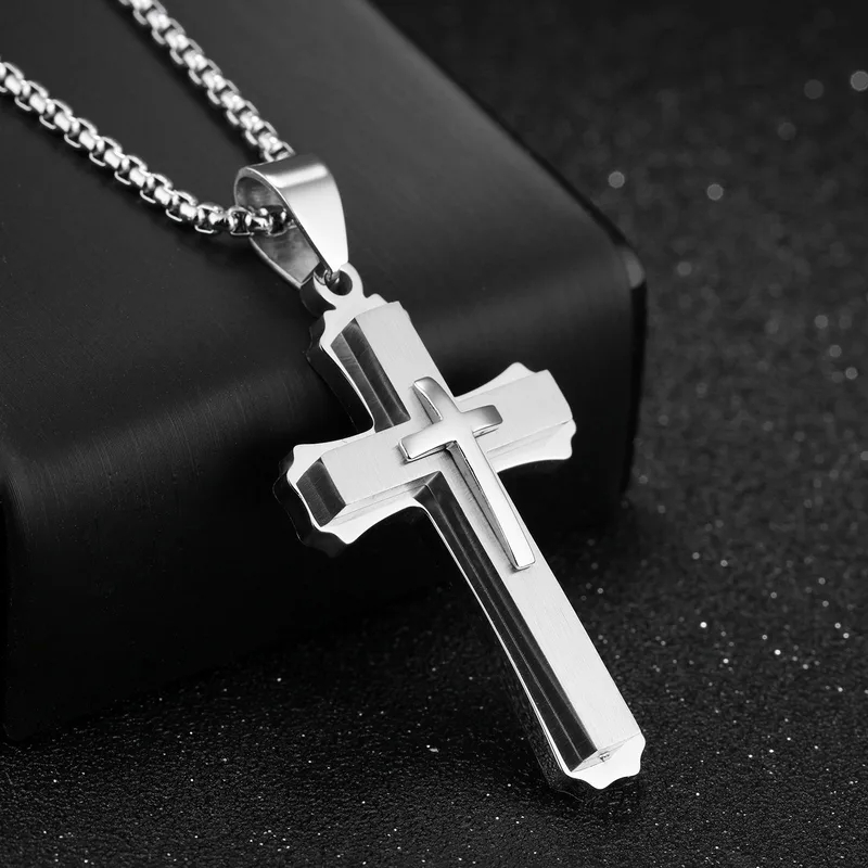 90's men's jewelry Exclusive Retro men's jewelry gld Grunge Cross Pendant Necklace in Recycled Titanium Steel - Delicate Men's Jewelry Deal men's jewelry zales