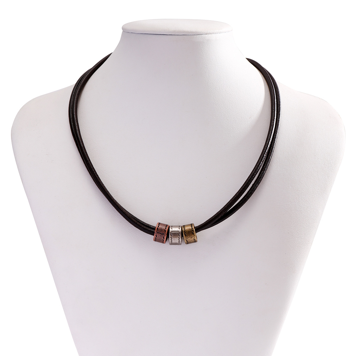 armani men's jewelry Eco-Friendly Geometric PU Leather Alloy Men's Bracelets & Necklace | Grunge women's jewelry sale Ethnic Style Collection evil eye men's jewelry