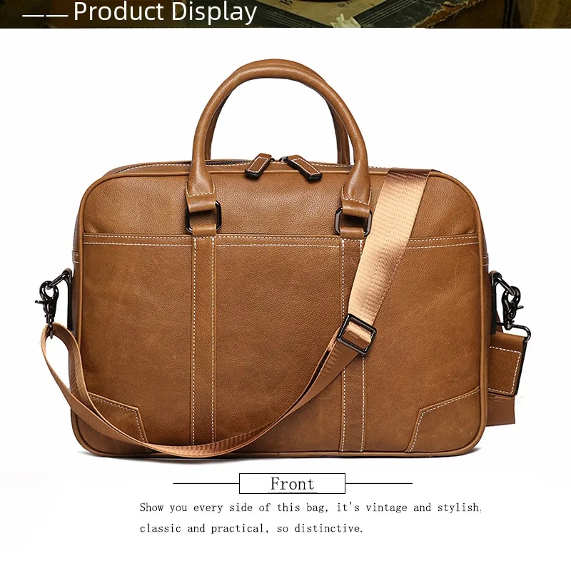 bags hs code Retro bags to go Matte Men's Genuine Leather Briefcase: Weatherproof Crossbody Bag with Large Capacity for Computers 5 bags slang