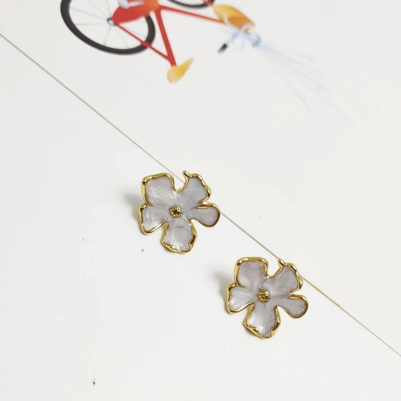 dior fine jewelry Budget-Friendly Matte Pastoral Flower Ear Studs 18K christopher's fine jewelry Gold Plated Waterproof Stainless Steel lee ann's fine jewelry