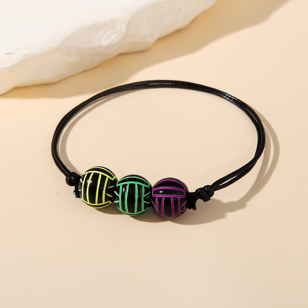 fashion jewelry wholesale near me Colorful Acrylic Leather Sports Bracelets - Sparkling One-of-a-Kind Basketball & Football Bold fashion jewelry outlet Design what jewellery was worn in the 1940s