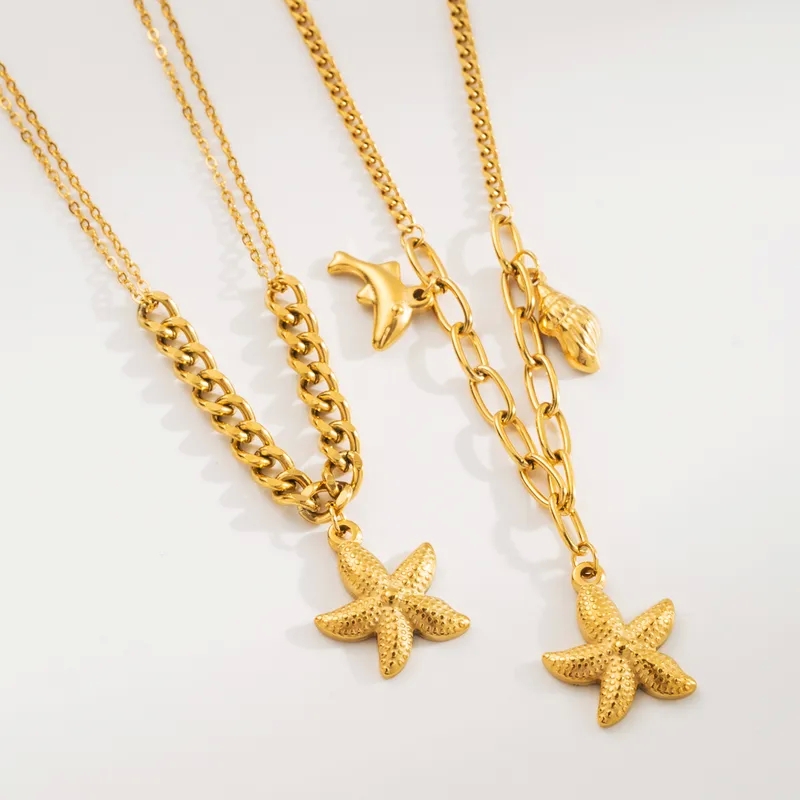 fine jewelry buyers near me Handmade Exclusive Non-Toxic Ocean Charm Necklace with Starfish Conch Dolphin okay fine jewelry in 304 Stainless Steel 207 fine jewelry inc