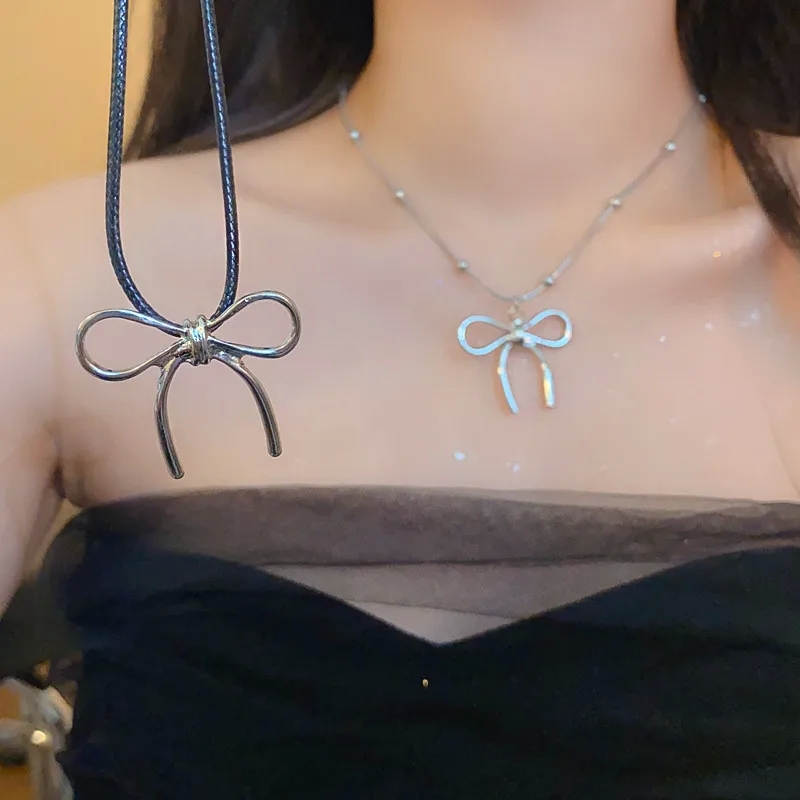 Ethically Made Vintage-Inspired Titanium Bow Knot Necklace with Personalized Customization Options