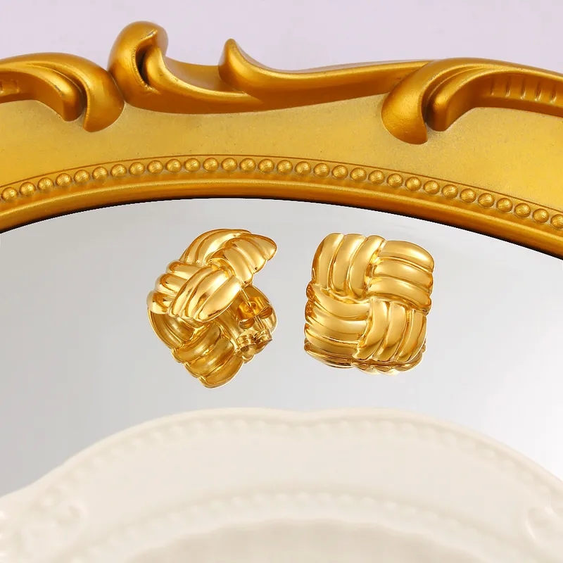 fine jewelry clearance Modern 18K Gold whites fine jewelry Plated Geometric Ear Studs - Premium Quality, Affordable Gift where to buy cheap fine jewelry