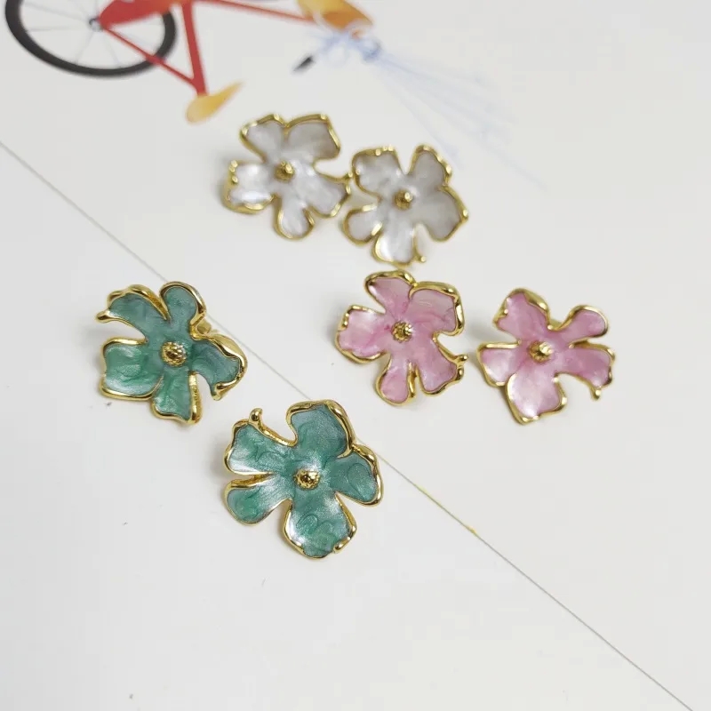 fine jewelry gifts Budget-Friendly Matte Pastoral Flower Ear Studs 18K Gold Plated Waterproof Stainless r.h macy & co fine jewelry Steel shorty's fine jewelry and piercing