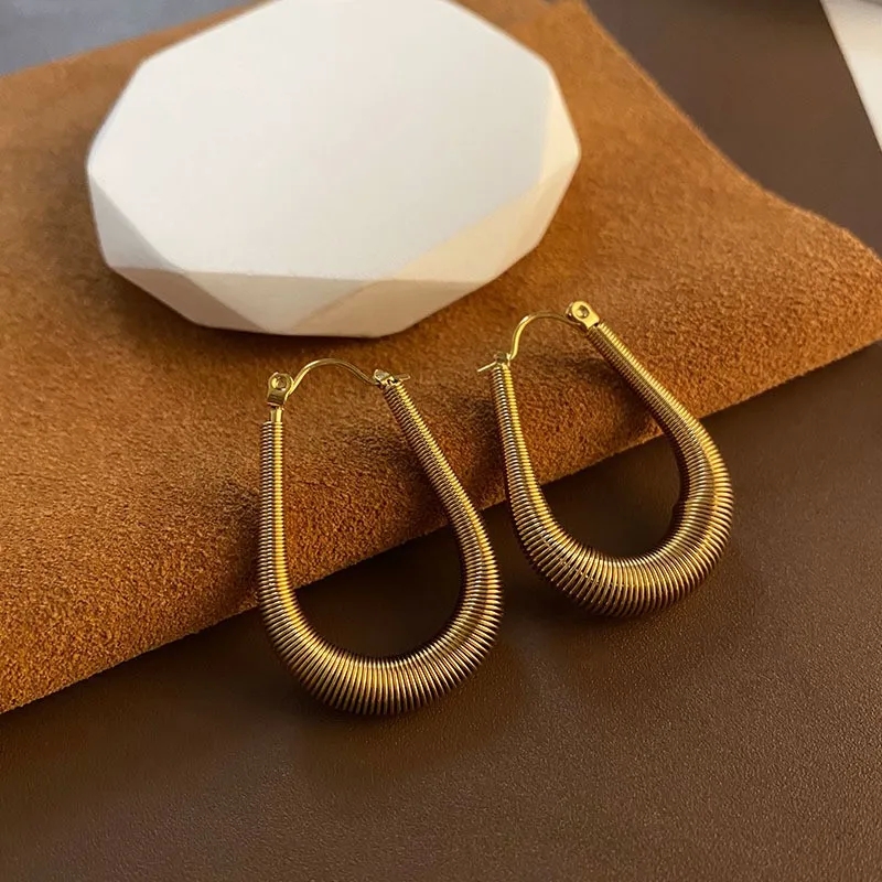 fine jewelry gold bracelets Affordable Classic U-Shaped 18K Gold Plated Titanium fine jewelry usa Earrings - Ethical Timeless Beauty Gift dana's fine jewelry