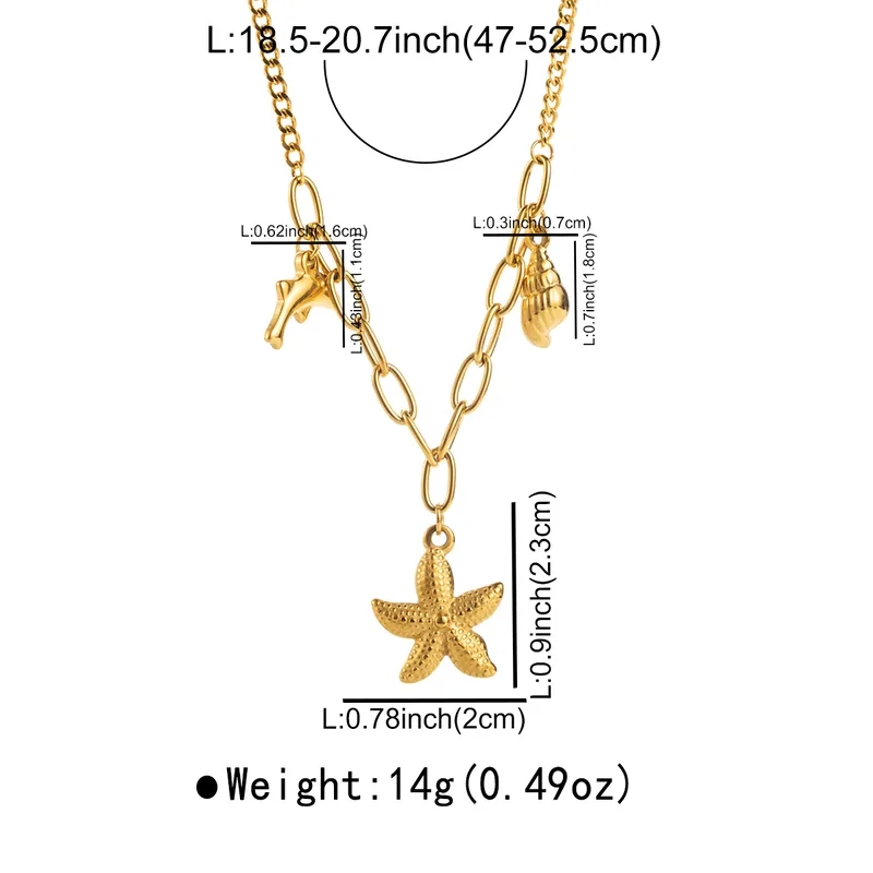 fine jewelry opal ring Handmade Exclusive Non-Toxic Ocean Charm Necklace with Starfish, Conch, Dolphin in fine jewelry real or fake 304 Stainless Steel zacks fine jewelry