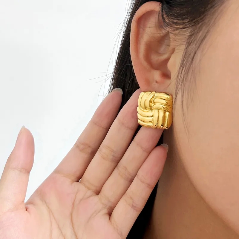 fine jewelry victoria bc Modern 18K Gold ember fine jewelry Plated Geometric Ear Studs - Premium Quality Affordable Gift rosedale fine jewelry