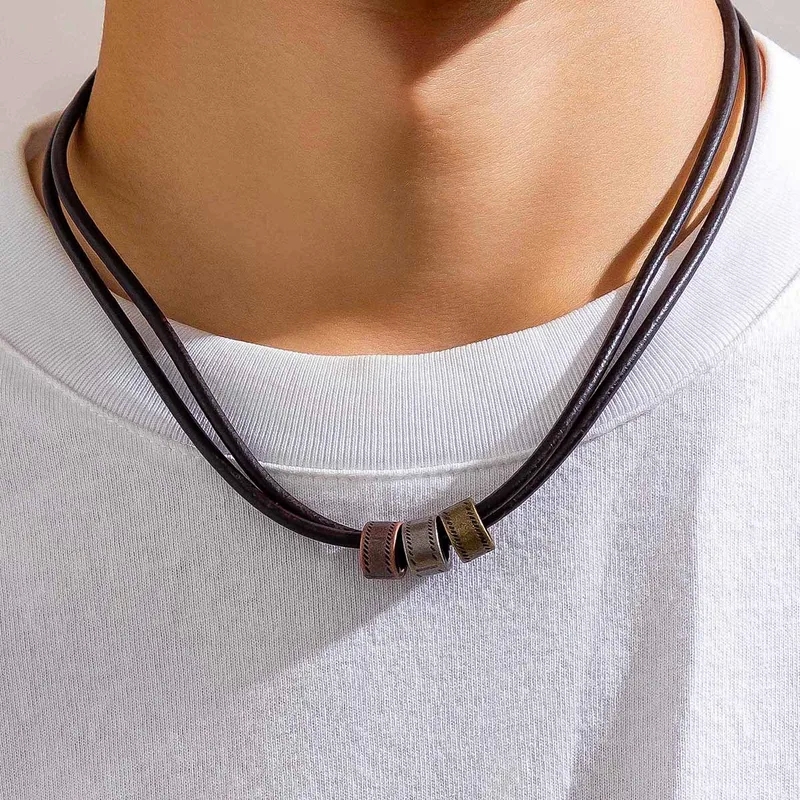 men's jewelry for suits Eco-Friendly Geometric PU Leather Alloy Men's Bracelets & Necklace diamond men's jewelry | Grunge Ethnic Style Collection men's jewelry versace