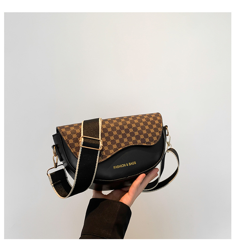 ralph lauren bags Elegant Women's Vintage Leopard bag-0-day crochet Semi-Circle Saddle Bag - Custom Glossy PU Leather, Non-Toxic, Discounted Price bags like baggu
