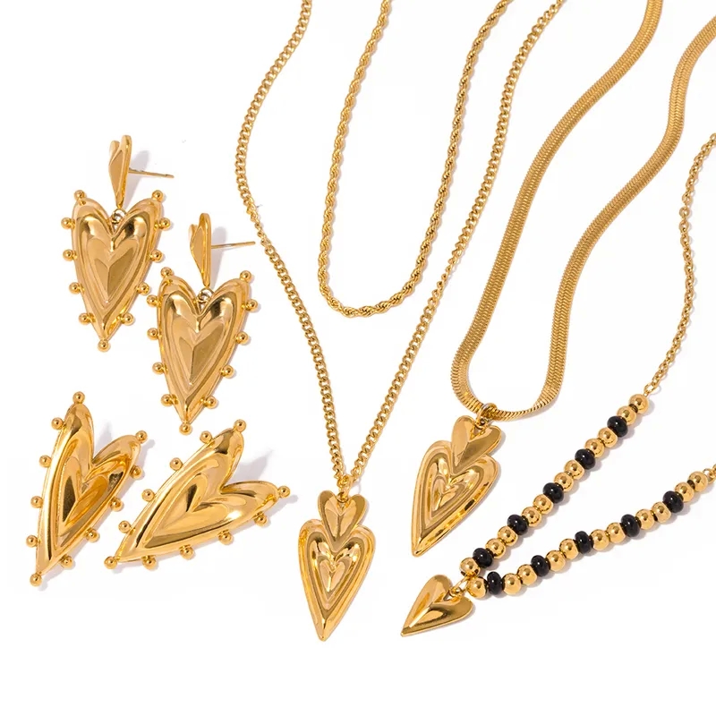 5th c fine jewelry Elegant Heart-Shaped Stainless Steel Necklace fine jewelry pawn shop near me & Earrings Set - Fast Waterproof Skin-Friendly Jewelry fine jewelry wholesale