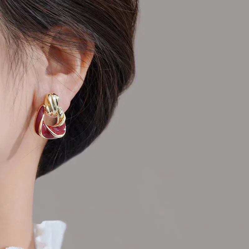89s jewelry Premium Tarnish-Resistant Geometric fashion jewelry for kids Gold Plated Alloy Ear Studs - Weatherproof Classical Style good fashion jewelry