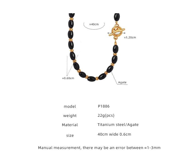 antons fine jewelry Sustainable Chic Geometric Agate Titanium Steel 18k Gold-Plated Toggle Necklace - Affordable demi fine jewelry Luxe fine jewelry auctions