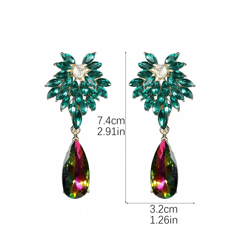 fashion jewelry uk Budget-Friendly Trendsetting Rustic Zircon Rhinestone Drop Earrings blue fashion jewelry - Celebrity Style Geometric Inlay Pair fashion jewelry usa