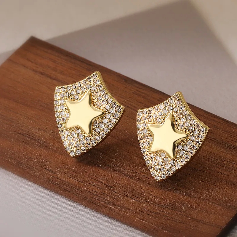 fine jewelry classes Custom-Fit Elegant Zircon fine jewelry resale Star Letter Earrings: 18K Gold Plated Non-Toxic Shiny and Tailor-Made melanie casey fine jewelry