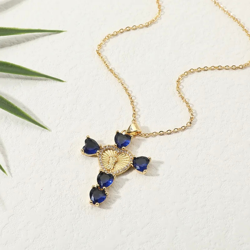 fine jewelry halloween Sustainable Minimalist Matte Copper Zircon Cross Pendant hermans fine jewelry Necklace - Limited Stock lee ann's fine jewelry