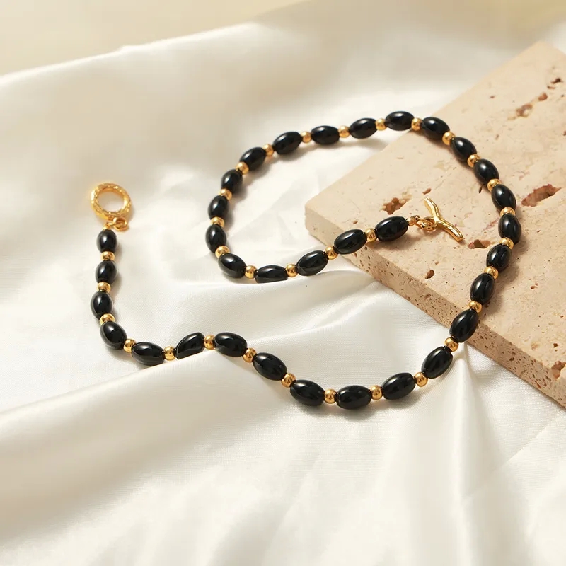 fine jewelry o que significa Sustainable Chic Geometric Agate Titanium Steel 18k Gold-Plated ocampo's fine jewelry Toggle Necklace - Affordable Luxe jim bartlett fine jewelry