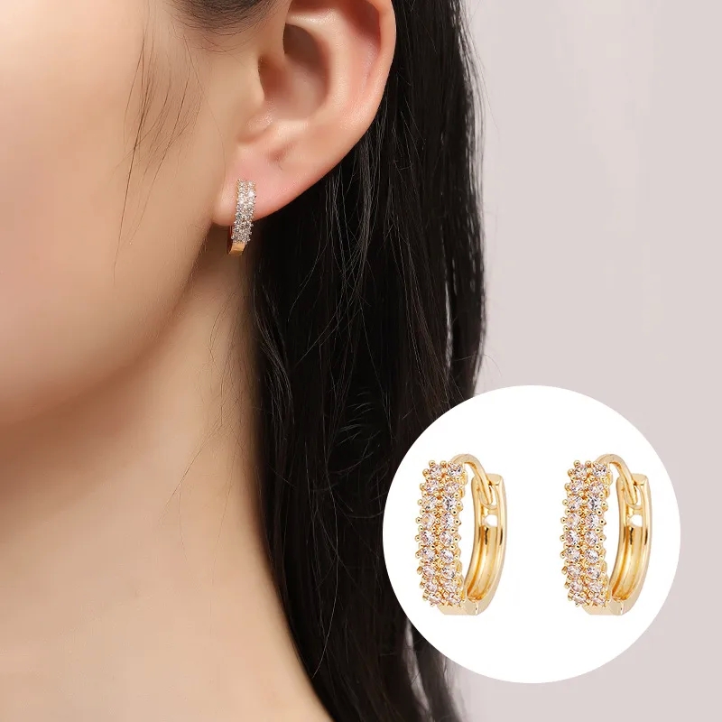 Exquisite Luxury Copper Zircon Earrings: Rare, Fashion-Forward Statement with Eye-Catching Appeal