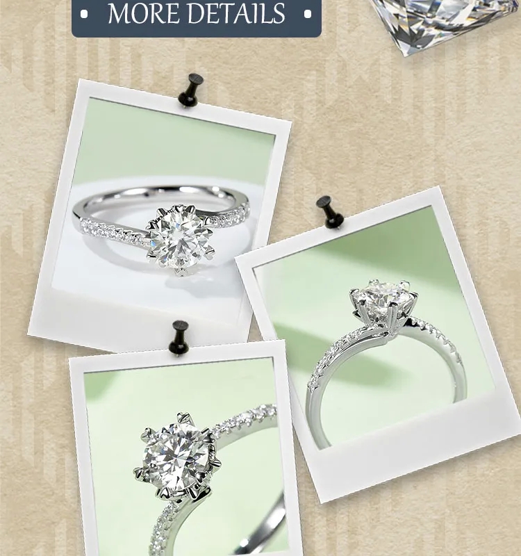 high end jewelry for kids Custom Exquisite 925 Sterling Silver Moissanite Round Rings high end catholic jewelry - Non-Toxic & Skin-Friendly, Limited Stock high end jewelry armoires