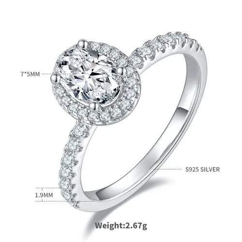 high end jewelry organizer Chic Delicate Oval Moissanite Ring - Sleek high quality jewelry wholesale & Non-Toxic 925 Sterling Silver Wholesale high end jewelry stores