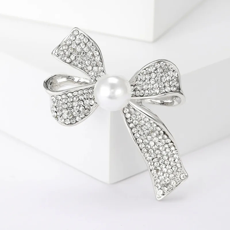 profile fashion accessories Artisan-Made Genuine Alloy 70s fashion accessories Brooch with Knot Design & Inlaid Pearls Rhinestones - Elegant and Masculine Accessory krish fashion accessories
