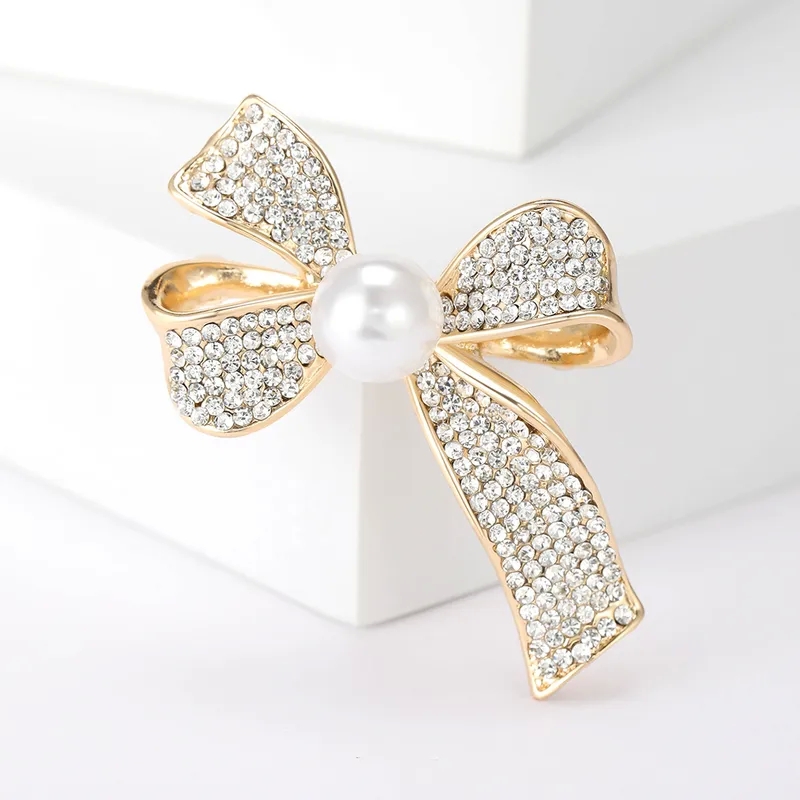 trending fashion accessories 2024 Artisan-Made Genuine Alloy Brooch with Knot Design & Inlaid Pearls Rhinestones importance of beads in fashion accessories - Elegant and Masculine Accessory fashion accessories group names