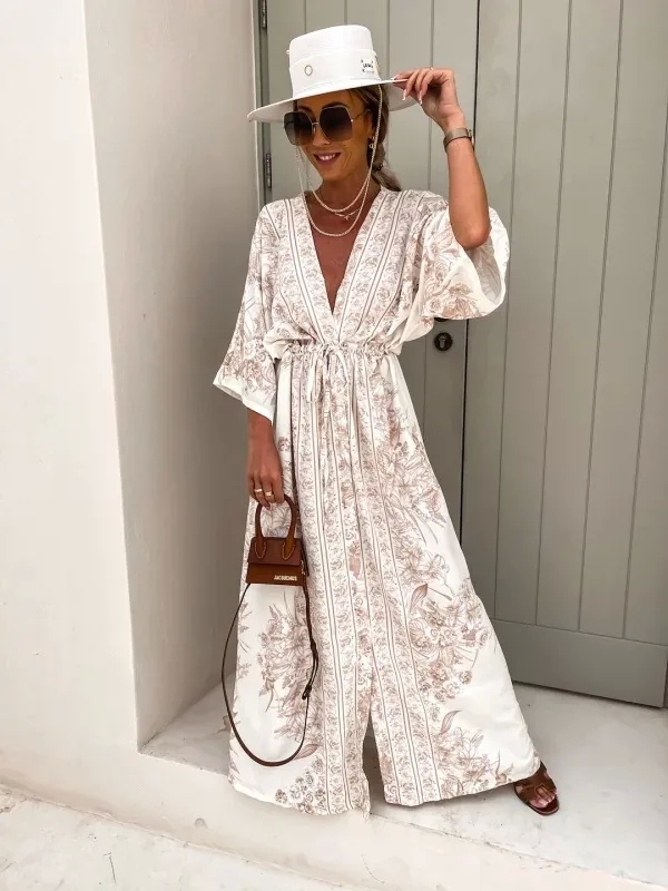 women's clothing sites Artisan Ethnic V-Neck Short Sleeve Maxi Dress - women's clothing lines Luxury Handcrafted Elegance for Holiday Retreats size chart women's clothing