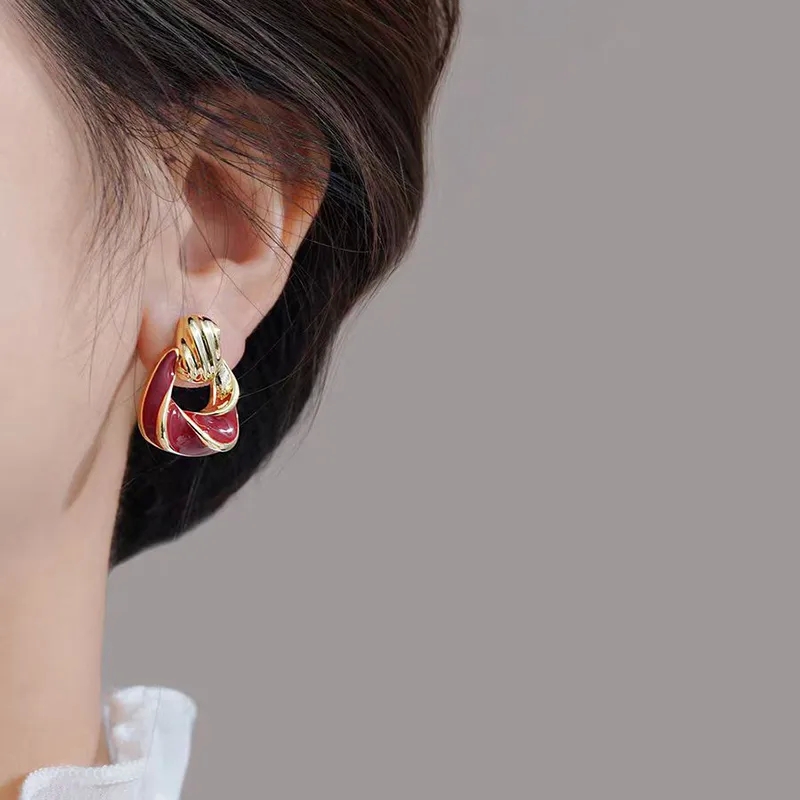 xuping fashion jewelry Premium Tarnish-Resistant Geometric Gold Plated Alloy Ear Studs - Weatherproof japan fashion jewelry Classical Style fashion jewelry india online