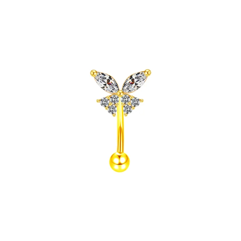 borrego fine jewelry Elegant Geometric Heart Shape Stainless Steel Eyebrow Jewelry with Zircon White Gold fine jewelry vancouver & Rhinestones collections fine jewelry