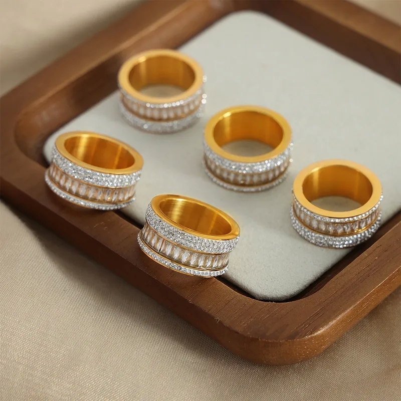 chanel fine jewelry Elegant Artsy Titanium Steel Zircon Ring: 18K Gold Plated with Polished Finish and Sparkle fine jewelry pawn shop near me Inlay jimmy's fine jewelry