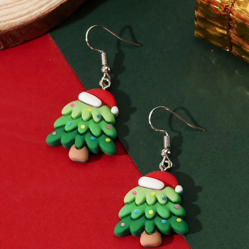 fashion jewelry hong kong Limited Edition Handmade Resin Christmas Tree Statement trendy fashion jewelry Earrings - Affordable Tribal Fashion fashion jewellery qatar