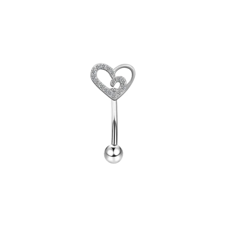 fine jewelry by stacey Elegant Geometric Heart fine jewelry earrings Shape Stainless Steel Eyebrow Jewelry with Zircon White Gold & Rhinestones fine jewelry by seta