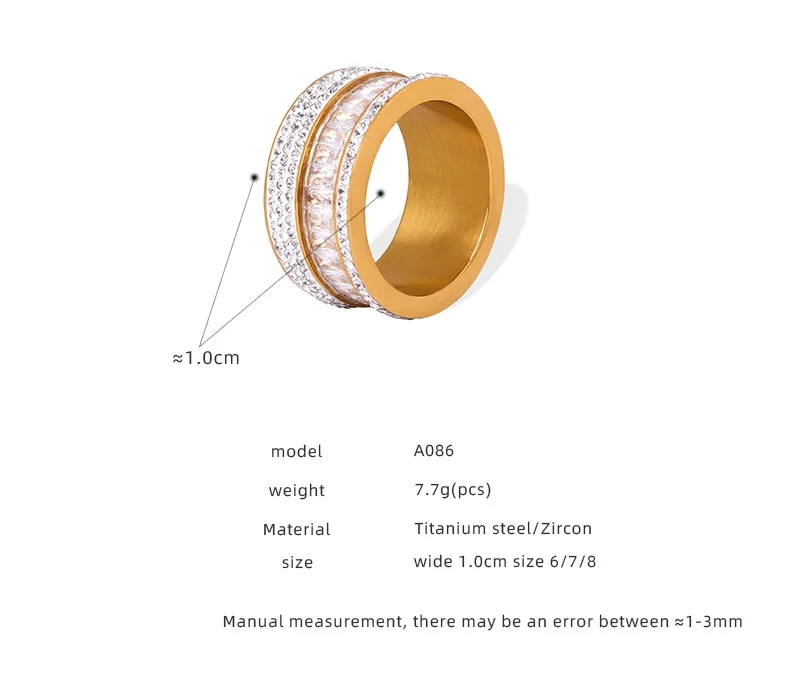 fine jewelry design course Elegant Artsy Titanium Steel Zircon Ring: 18K quicksilver fine jewelry Gold Plated with Polished Finish and Sparkle Inlay fine jewelry under $50