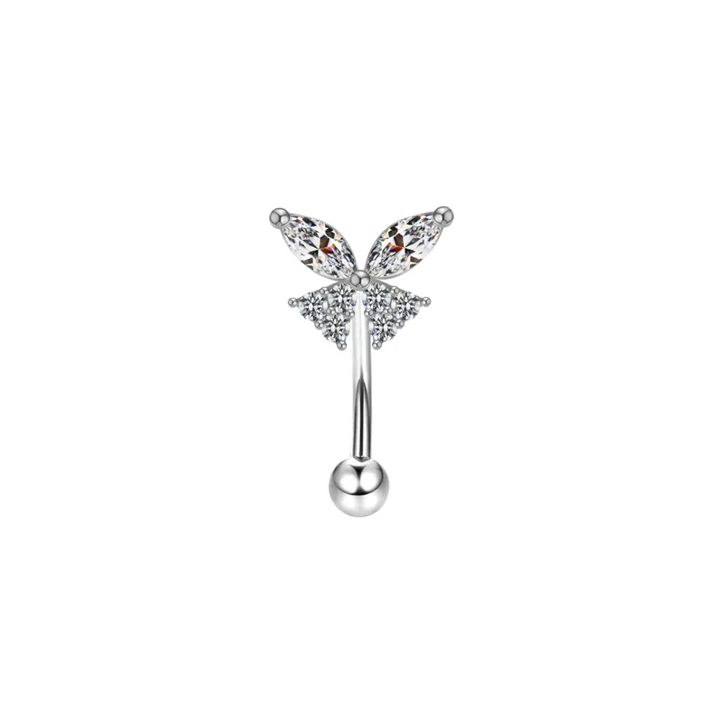 fine jewelry investment pieces Elegant Geometric Heart fine jewelry vendors Shape Stainless Steel Eyebrow Jewelry with Zircon White Gold & Rhinestones fine jewelry on qvc