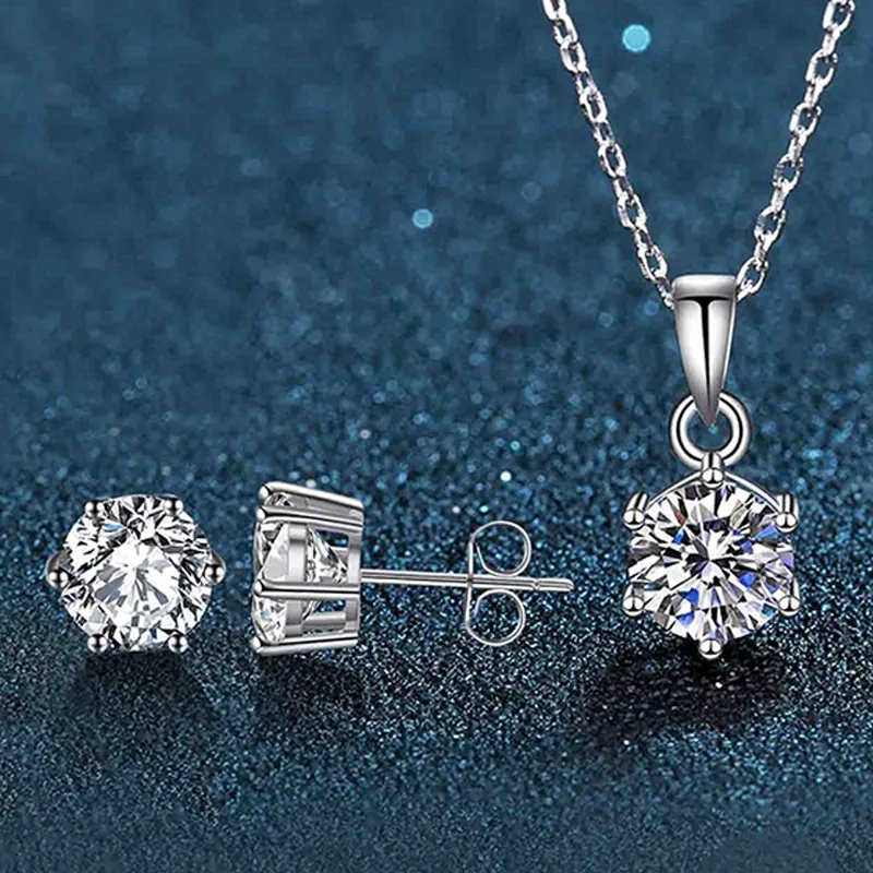 high end resin jewelry Luxurious Lightweight Zircon high end jewelry for men Inlay Sterling Silver Women's Elegant Round Earrings Necklace Set high end jewelry brands uk