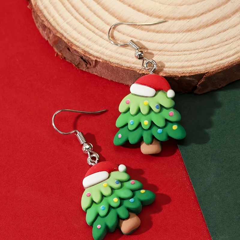 is fashion jewelry real Limited Edition Handmade 70s fashion costume jewelry Resin Christmas Tree Statement Earrings - Affordable Tribal Fashion fashion jewelry by margaret ann britt