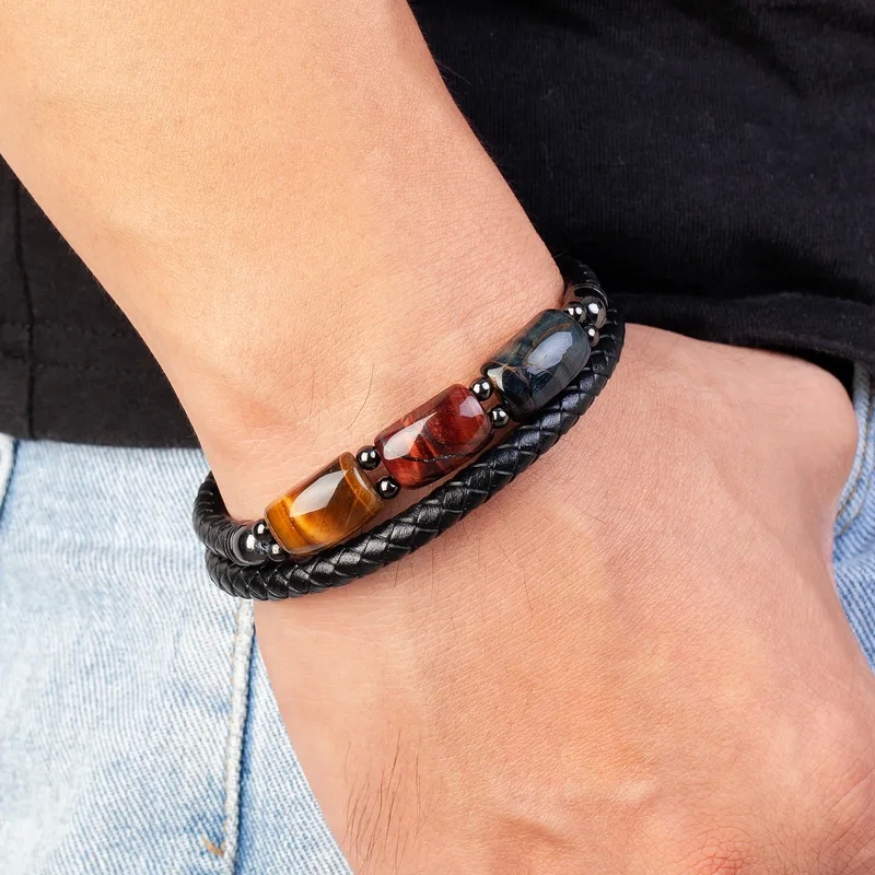 men's 3 carat diamond earrings Rustic Luxe Handmade Men's Bangle: Sleek Color Block with Genuine Tiger Eye for Daily neiman marcus men's jewelry Commute 6 inch men's bracelets