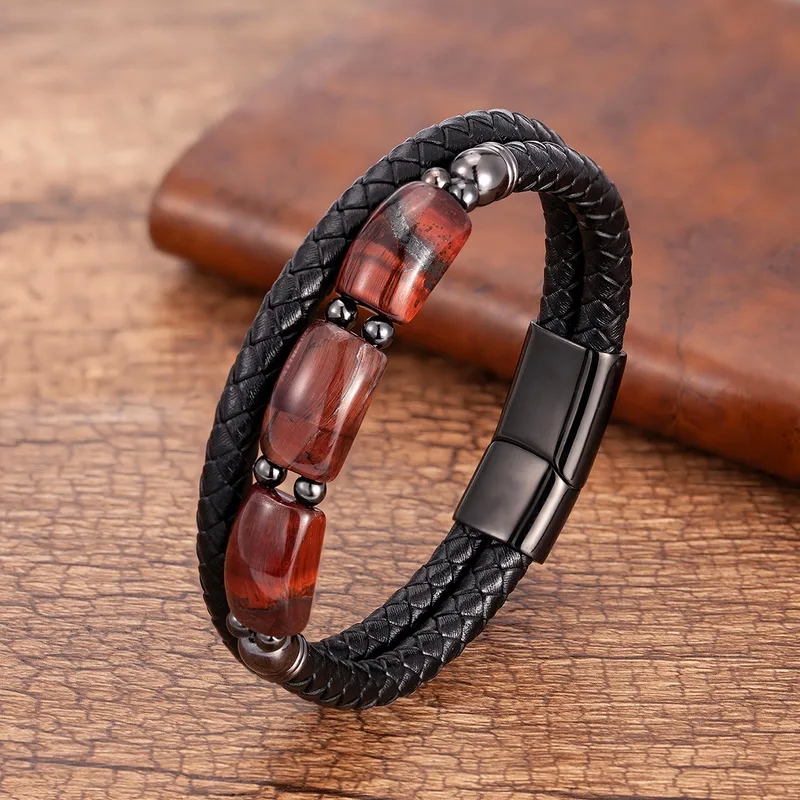 men's jewelry for sale Rustic Luxe Handmade Men's Bangle: Sleek Color Block with Genuine Tiger Eye men's jewelry emerald for Daily Commute men's jewelry 14k gold