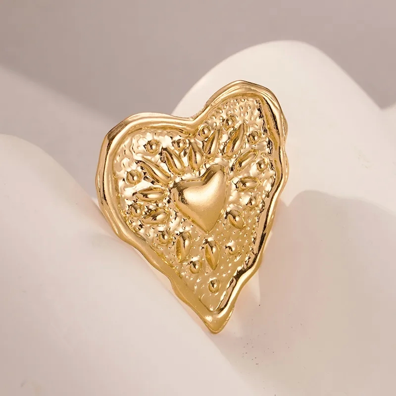 r.h macy & co fine jewelry Ethically Crafted 14K Gold Plated louis vuitton fine jewelry Stainless Steel Bohemian Heart Ring - Delicate Vintage-Inspired Design fine jewelry trends 2024 vogue
