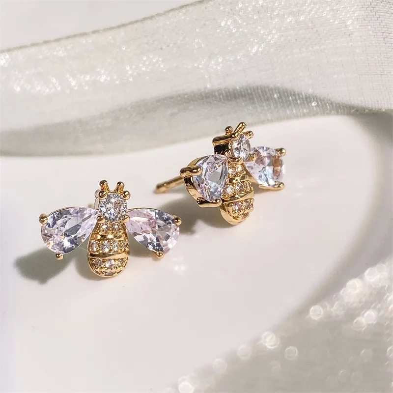 used fine jewelry Boho Chic Zircon Bee Studs: Gold-Plated Copper Earrings with 770 fine jewelry Organic Elegance fine jewelry gold necklace